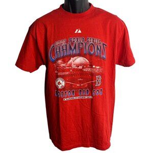 World Series 2007 Boston Red Sox T Shirt M Red Crewneck Baseball Short Sleeve